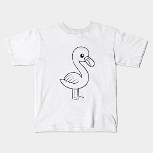 Cute Baby Flamingo Animal Outline Kids T-Shirt